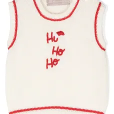 Embroidered-motif cashwool vest Embroidered-motif cashwool vest