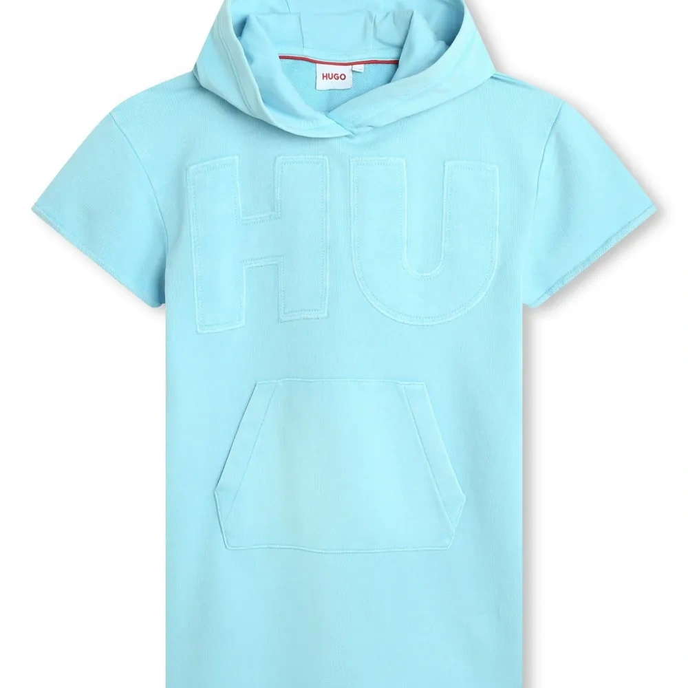 Платье мини с капюшоном и логотипом