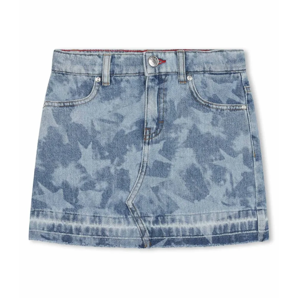 Джинсовая юбка мини с принтом