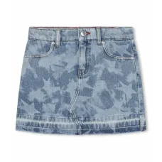 Джинсовая юбка мини с принтом