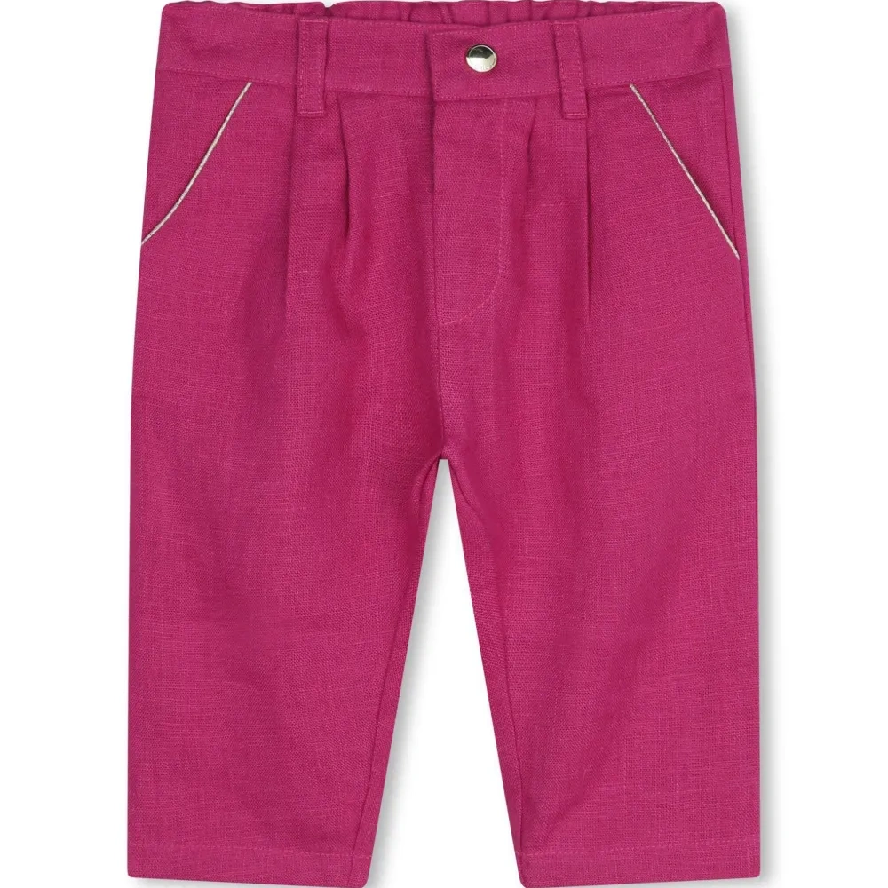 Льняные брюки с вышитым логотипом