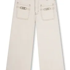 Широкие джинсы с контрастной строчкой