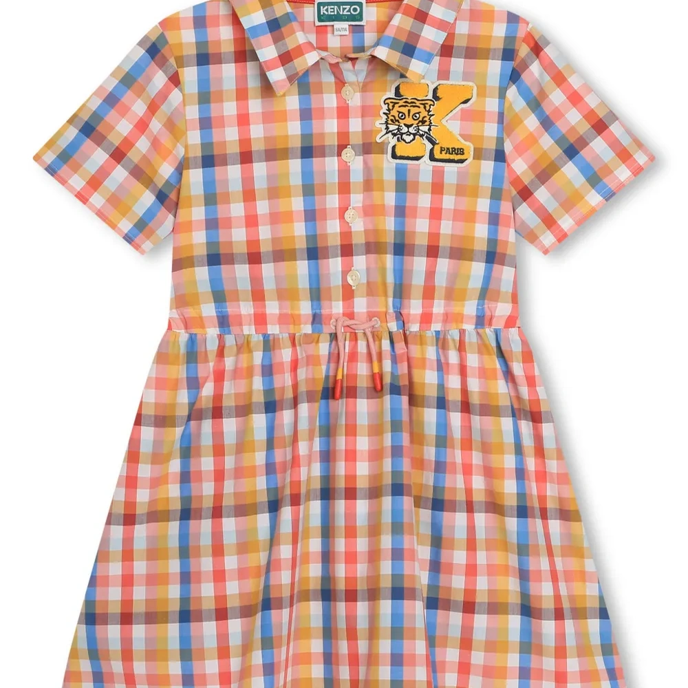 Платье-рубашка в клетку гингем