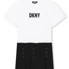 Платье со складками и логотипом