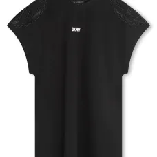 Платье с короткими рукавами и вышитым логотипом