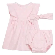 Комплект из платья, блумеров и повязки с принтом