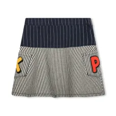 Джинсовая юбка со вставками в полоску