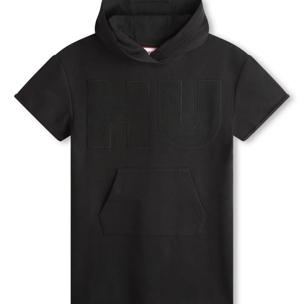 Платье мини с капюшоном и логотипом