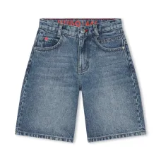 Джинсовые шорты-бермуды с нашивкой-логотипом