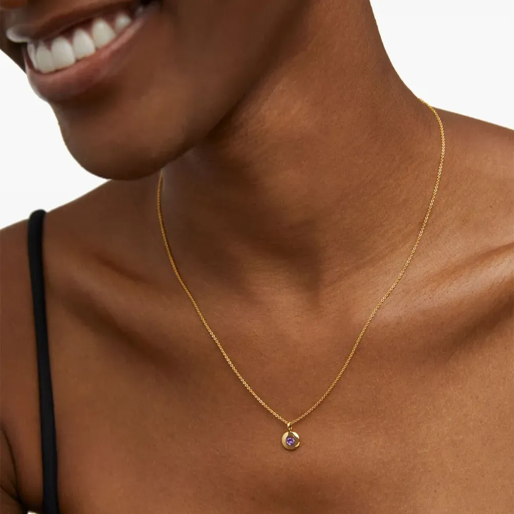 Колье Birthstone из переработанного золота с аметистом Колье Birthstone из переработанного золота с аметистом