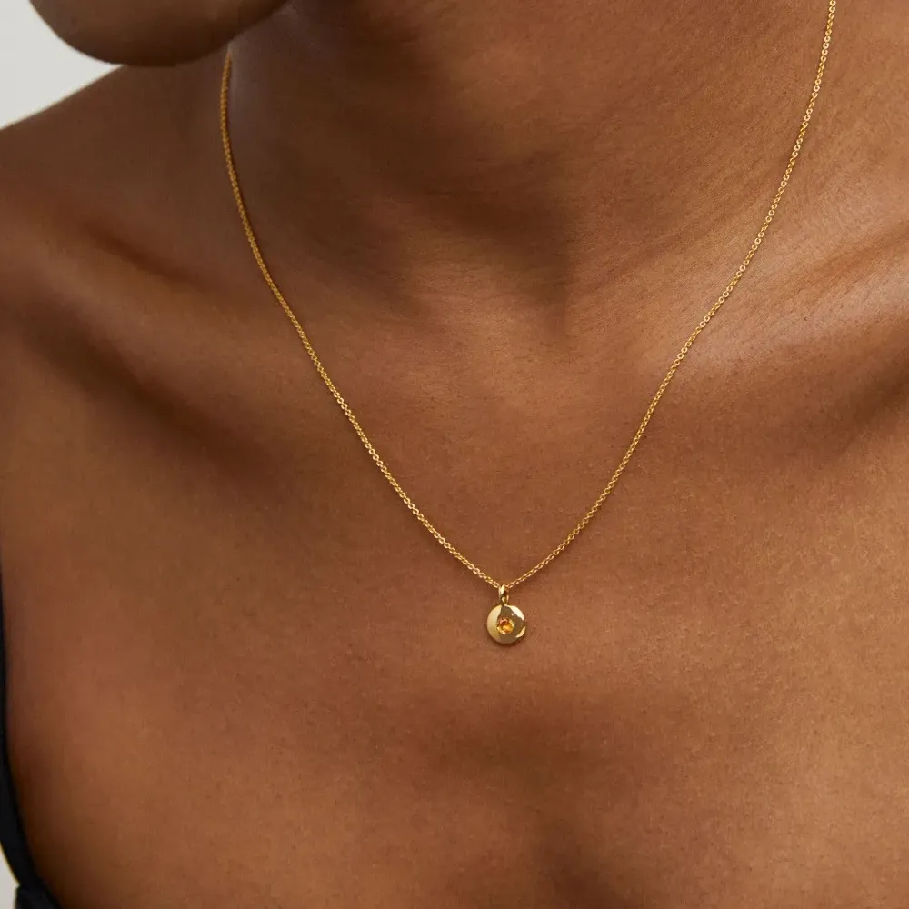 Колье Birthstone из переработанного золота с цитрином