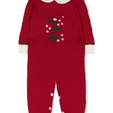 Slogan-embroidered knitted romper Slogan-embroidered knitted romper