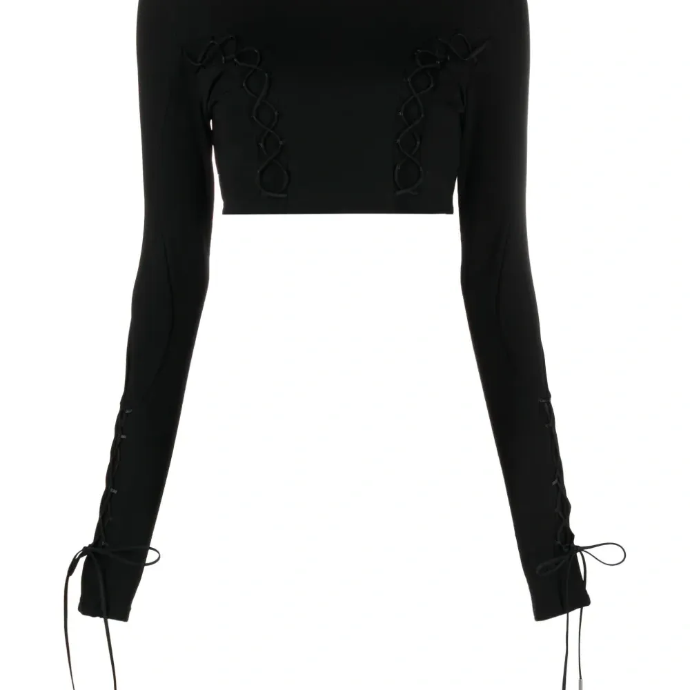 Укороченный топ со шнуровкой и логотипом