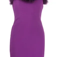 Платье мини с перьями