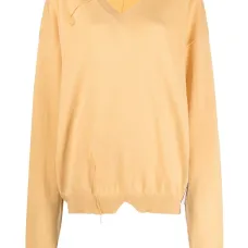 Джемпер с V-образным вырезом и эффектом потертости Джемпер с V-образным вырезом и эффектом потертости