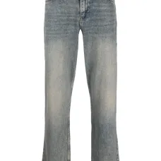 Прямые джинсы из вареного денима