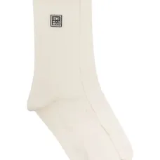 Носки в рубчик с логотипом вязки интарсия