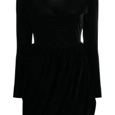 Бархатное платье мини со сборками