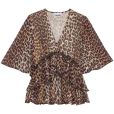 Блузка с леопардовым принтом и V-образным вырезом