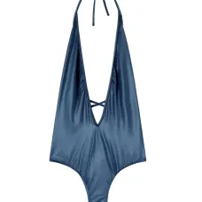 Купальник с V-образным вырезом и эффектом металлик