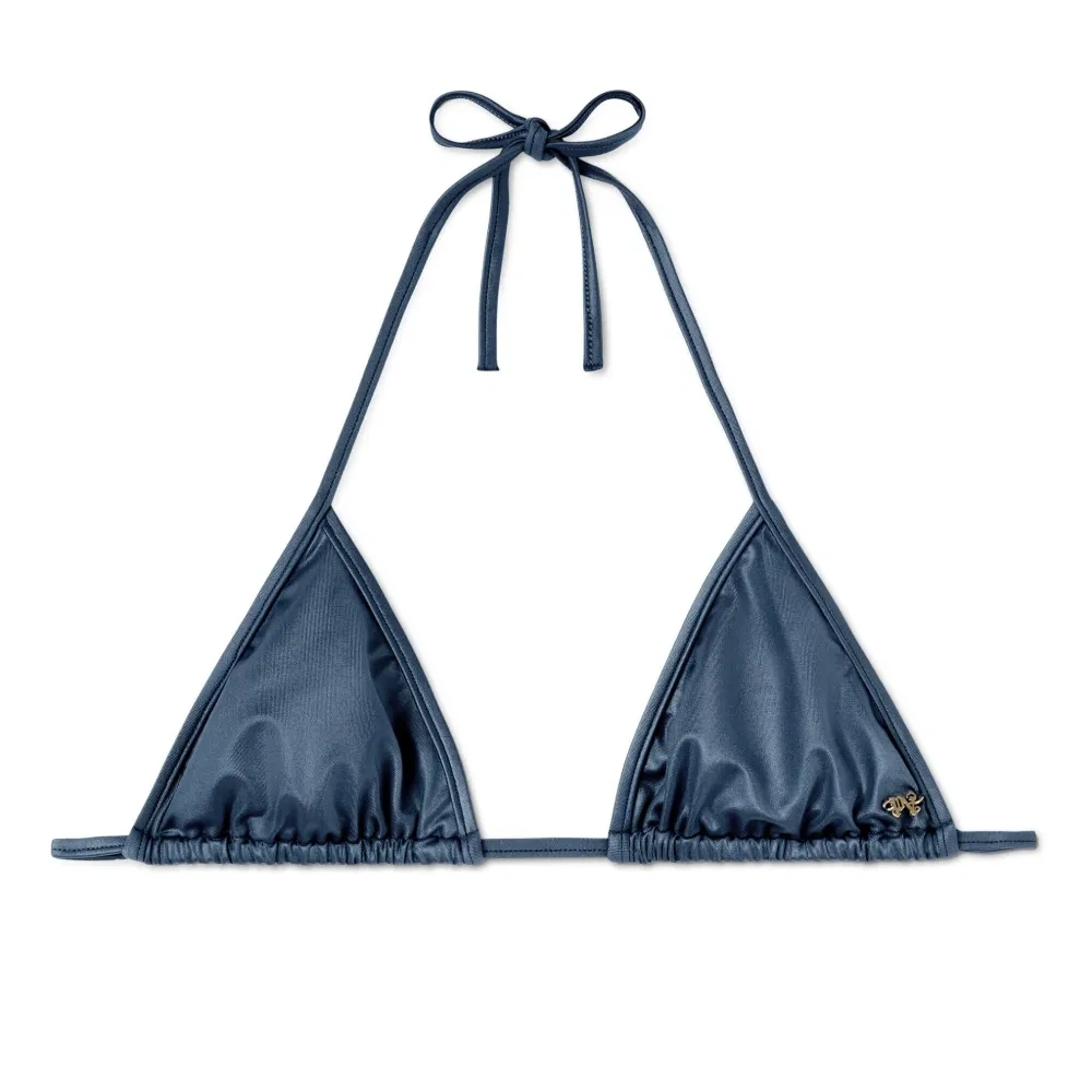 Топ бикини с эффектом металлик и треугольными чашками