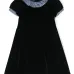 Ruffled-trim short-sleeve velvet dress Ruffled-trim short-sleeve velvet dress