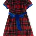 Plaid-check velvet flared dress