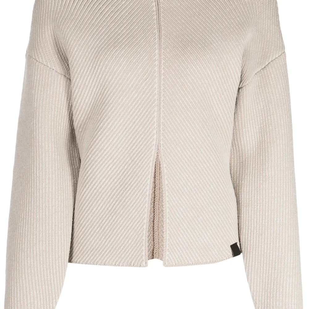 Полосатый топ с воротником-стойкой