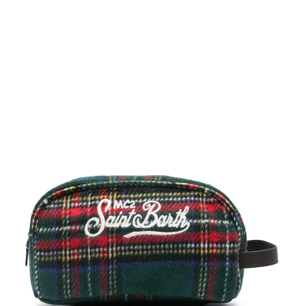 Клетчатый несессер с вышитым логотипом