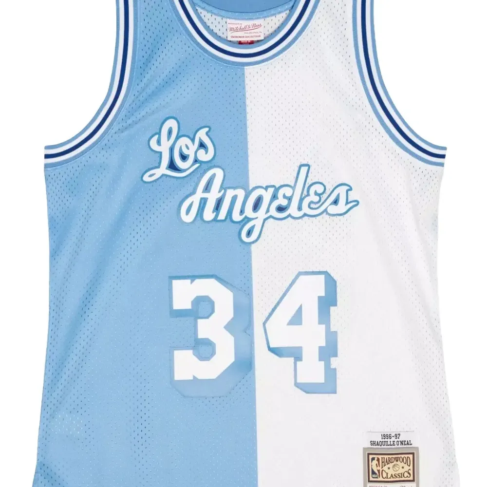 Топ LA Lakers 1996 Shaquille O'Neal Split Swingman из коллаборации с NBA Топ LA Lakers 1996 Shaquille O'Neal Split Swingman из коллаборации с NBA
