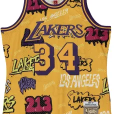 Топ LA Lakers 1996 Shaquille O'Neal Slap Sticker Swingman Топ LA Lakers 1996 Shaquille O'Neal Slap Sticker Swingman