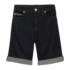 Джинсовые шорты-бермуды с нашивкой-логотипом