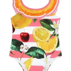 Купальник с оборками и принтом