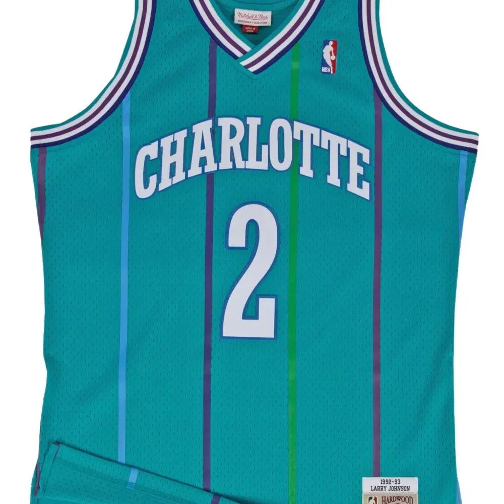 Топ Charlotte Hornets 92 Larry Johnson Swingman Road из коллаборации с NBA