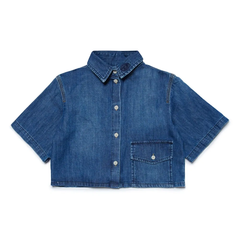 джинсовая рубашка с вышитым логотипом