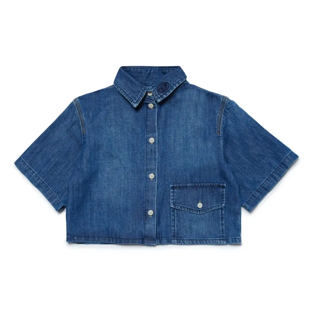 джинсовая рубашка с вышитым логотипом