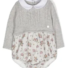 Вязаное боди с цветочным принтом