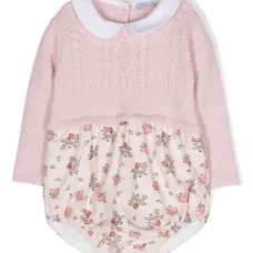 Вязаное боди с цветочным принтом