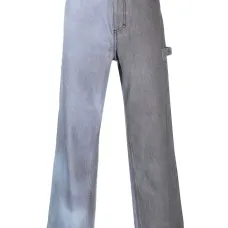 Двухцветные джинсы широкого кроя