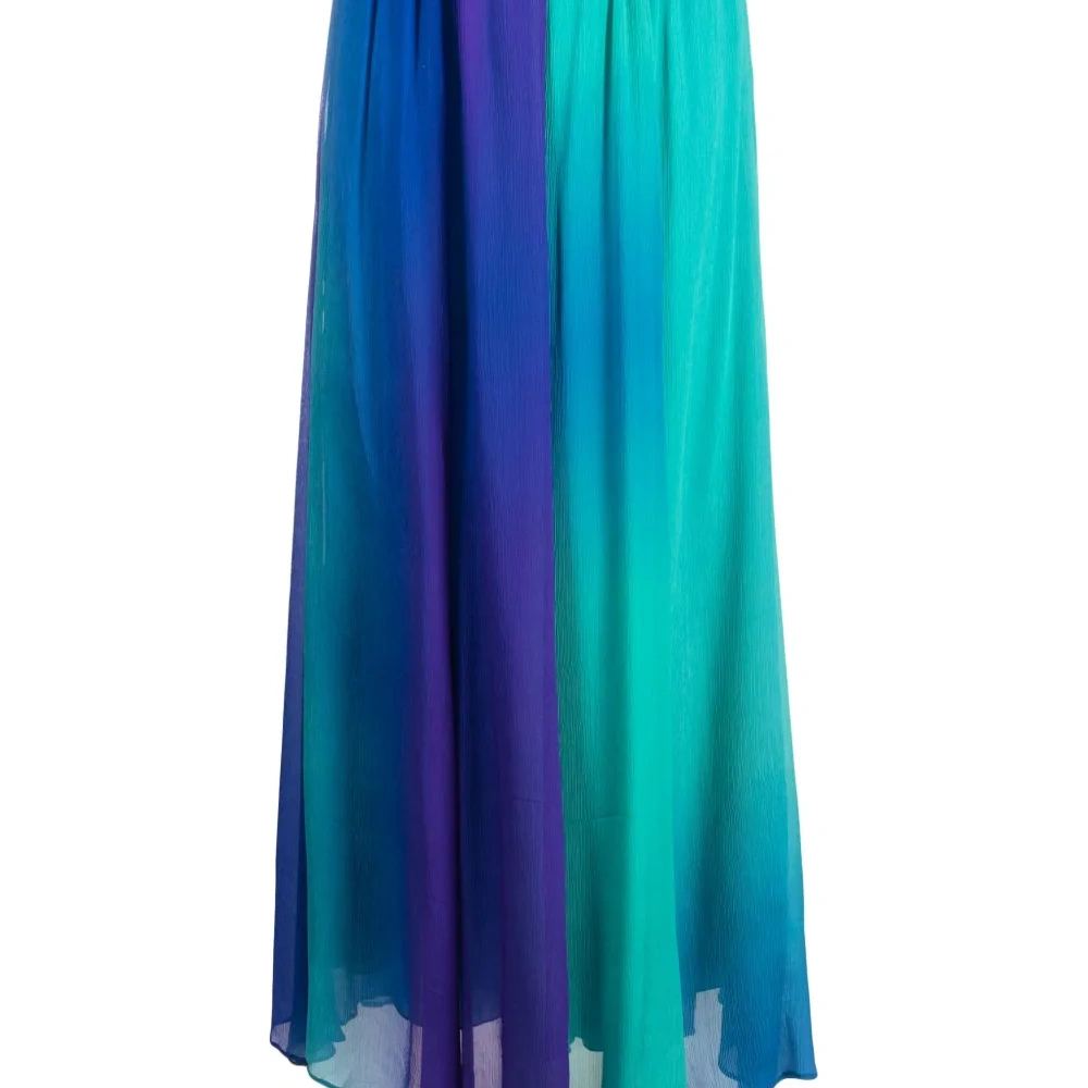 Шелковая юбка макси в стиле колор-блок