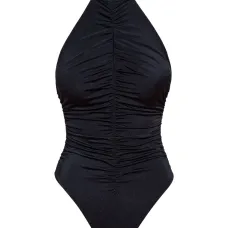 Купальник с вырезом халтер и сборками