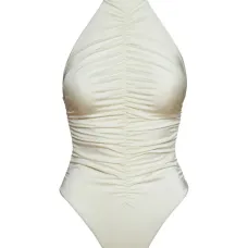 Купальник с вырезом халтер и сборками