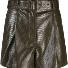 Шорты с тиснением под змеиную кожу и поясом Шорты с тиснением под змеиную кожу и поясом