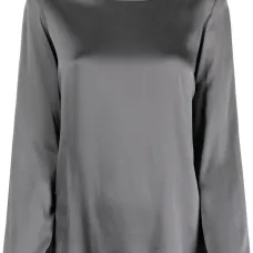 Атласная блузка с круглым вырезом Атласная блузка с круглым вырезом