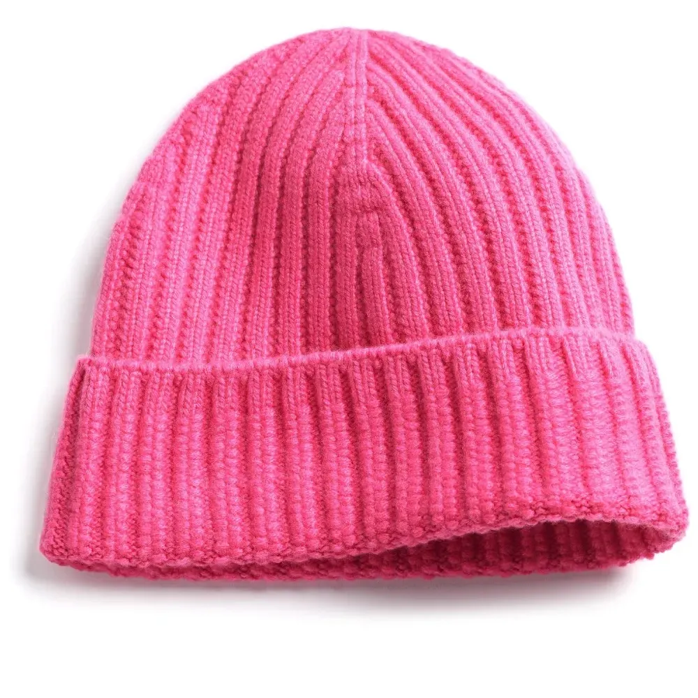 Кашемировая шапка бини в рубчик