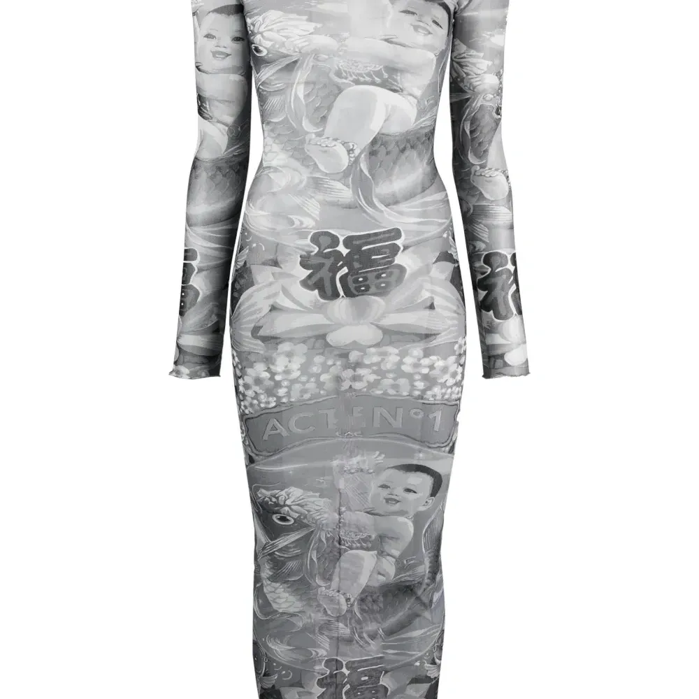 Полупрозрачное платье с графичным принтом