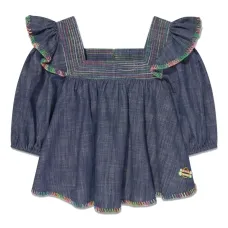 Джинсовая блузка с декоративной строчкой