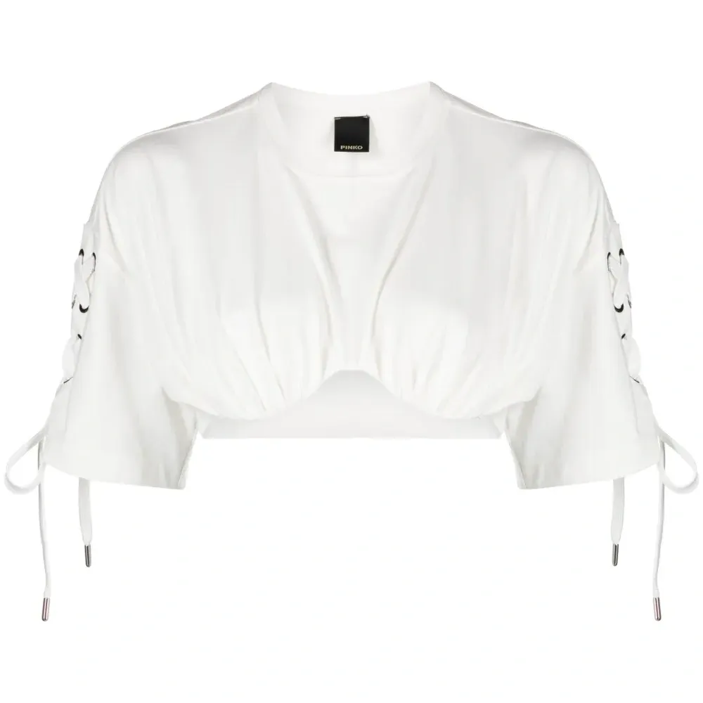 Укороченная футболка со шнуровкой