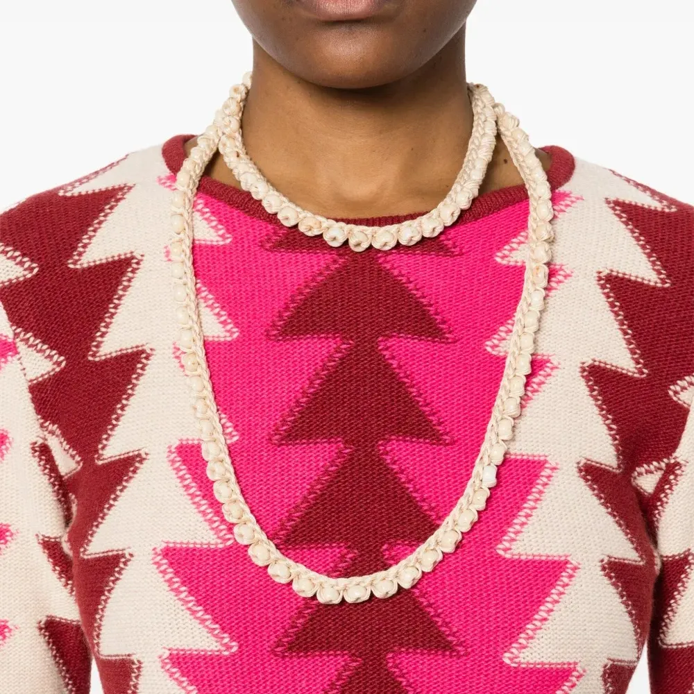 Колье в технике кроше с кисточками