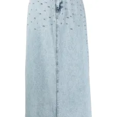 Джинсовая юбка миди с кристаллами